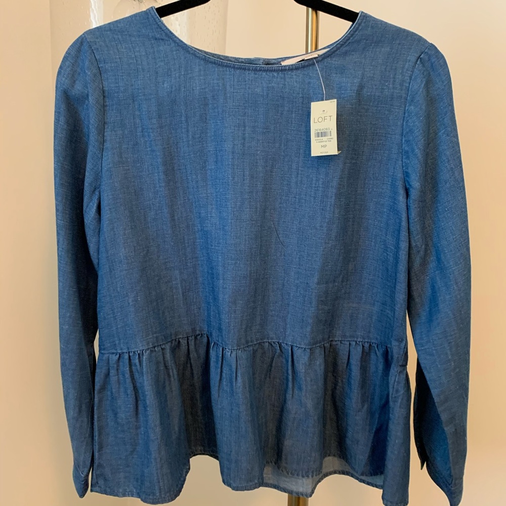LOFT Chambray Peplum Blouse